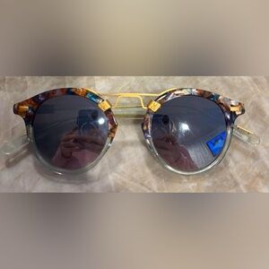 Krewe St Louis Round Tortoiseshell & Gold Frame Sunglasses
